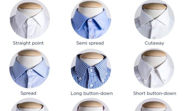 Different types of men's dress shirt collars