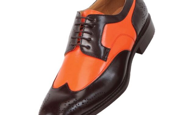 Orange sparkly dress shoes men