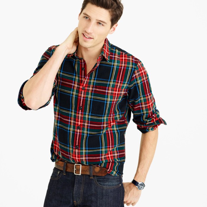 Plaid dress shirt men