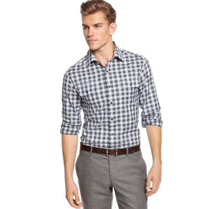 Plaid dress shirt men